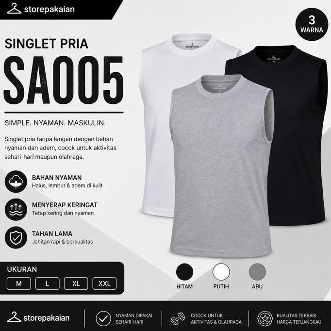 DF122 - Singlet SA005 Kaos Dalam Singlet SA 005 Pria Dewasa Comfort & Super Cool