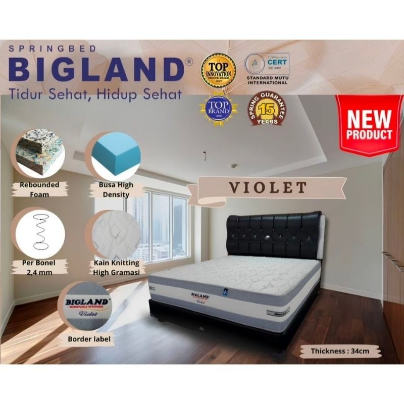 Springbed Bigland Type Violet Ukuran 180X200 (Hanya Matras)