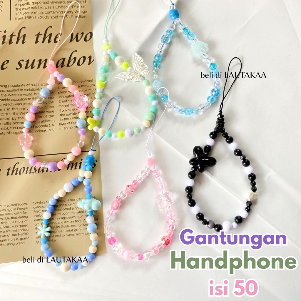 Isi 50 Gantungan Hp Aesthetic Grosir Aksesoris Lucu Murah