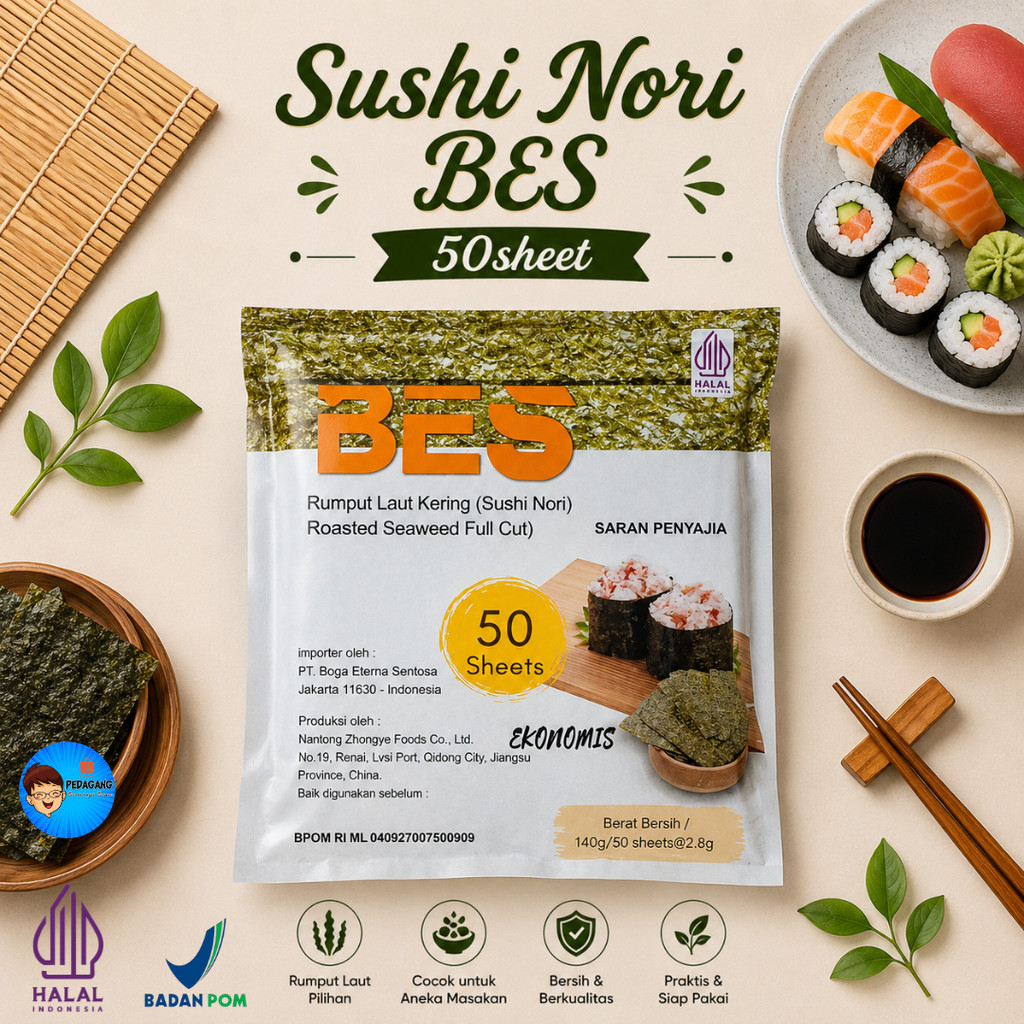[PBB] Sushi Nori BES 50sheet / Nori Sushi 50 Lembar / Rumput Laut Sushi / Nori Sheet Sushi / Seaweed