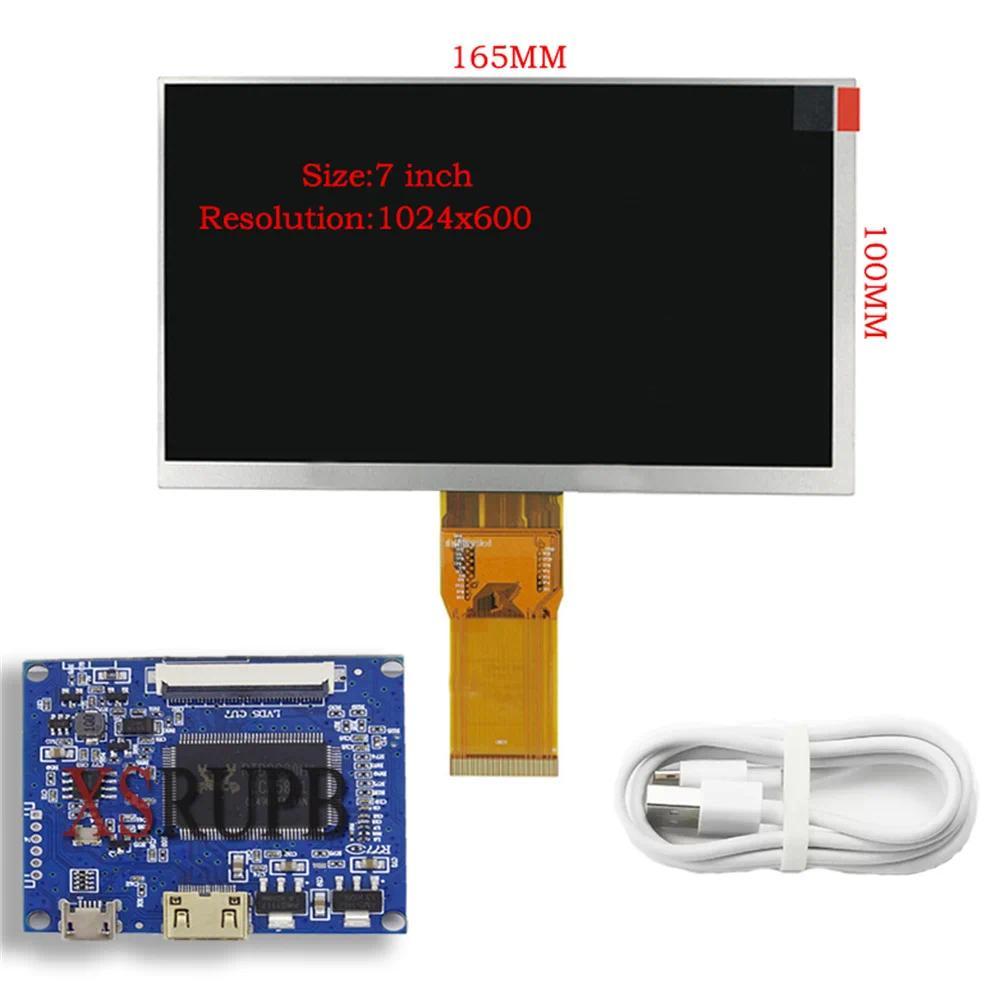 Layar LCD 7 Inci 1024*600, Papan Kontrol Driver Monitor, Mini HDMI-Kompatibel Untuk Lattepanda, Rasp