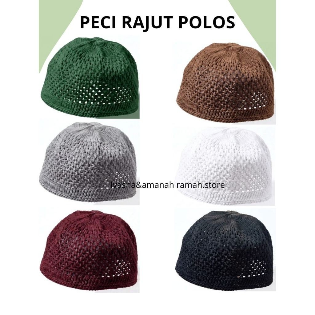 Peci Rajut Polos Dewasa//Peci Sholat//Peci Haji//