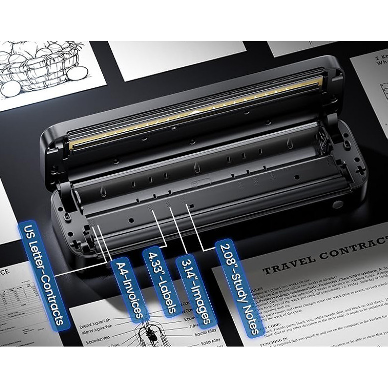 M832D Touchscreen A4 Printer Phomemo Portable A4 Printer, Bluetooth Wireless A4 Maker Thermal Inkles