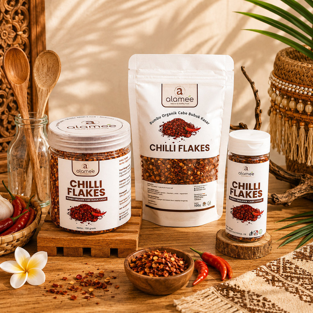 Cabe Bubuk Kasar Non MSG Chili Chilli Flakes Cabai Bumbu Organik Rempah Rimpang Murni