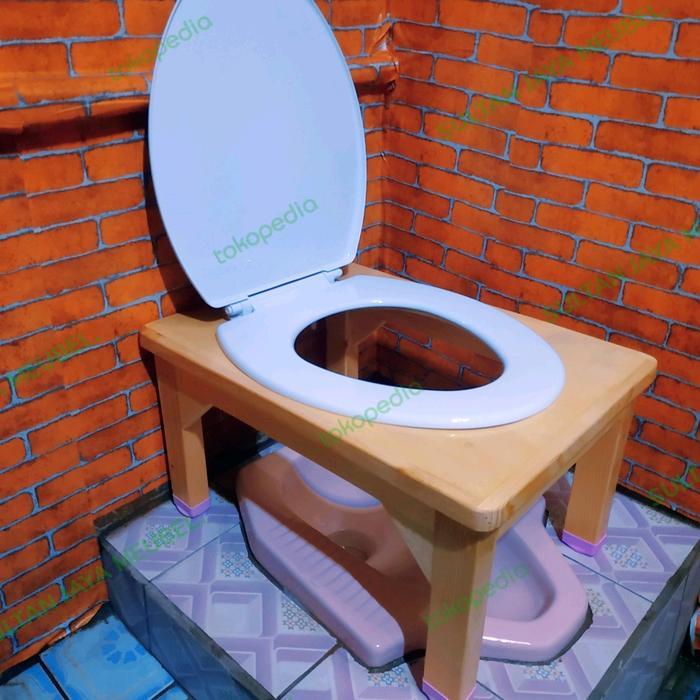 CLOSET DUDUK KAYU TOILET DUDUK KAYU PORTABLE TINGGI 35cm