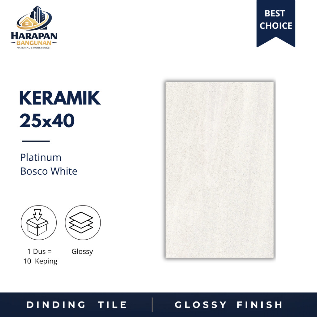 JANGANLIRIK Keramik Dinding Kamar Mandi 25x40 Platinum Bosco White Keramik Glossy Putih 25 x 40