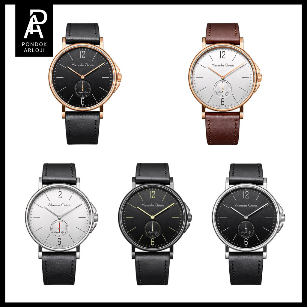 ORIGINAL Jam Tangan Pria Alexandre Christie AC 8458 / ac8458 / 8458 Leather Garansi 1 Tahun