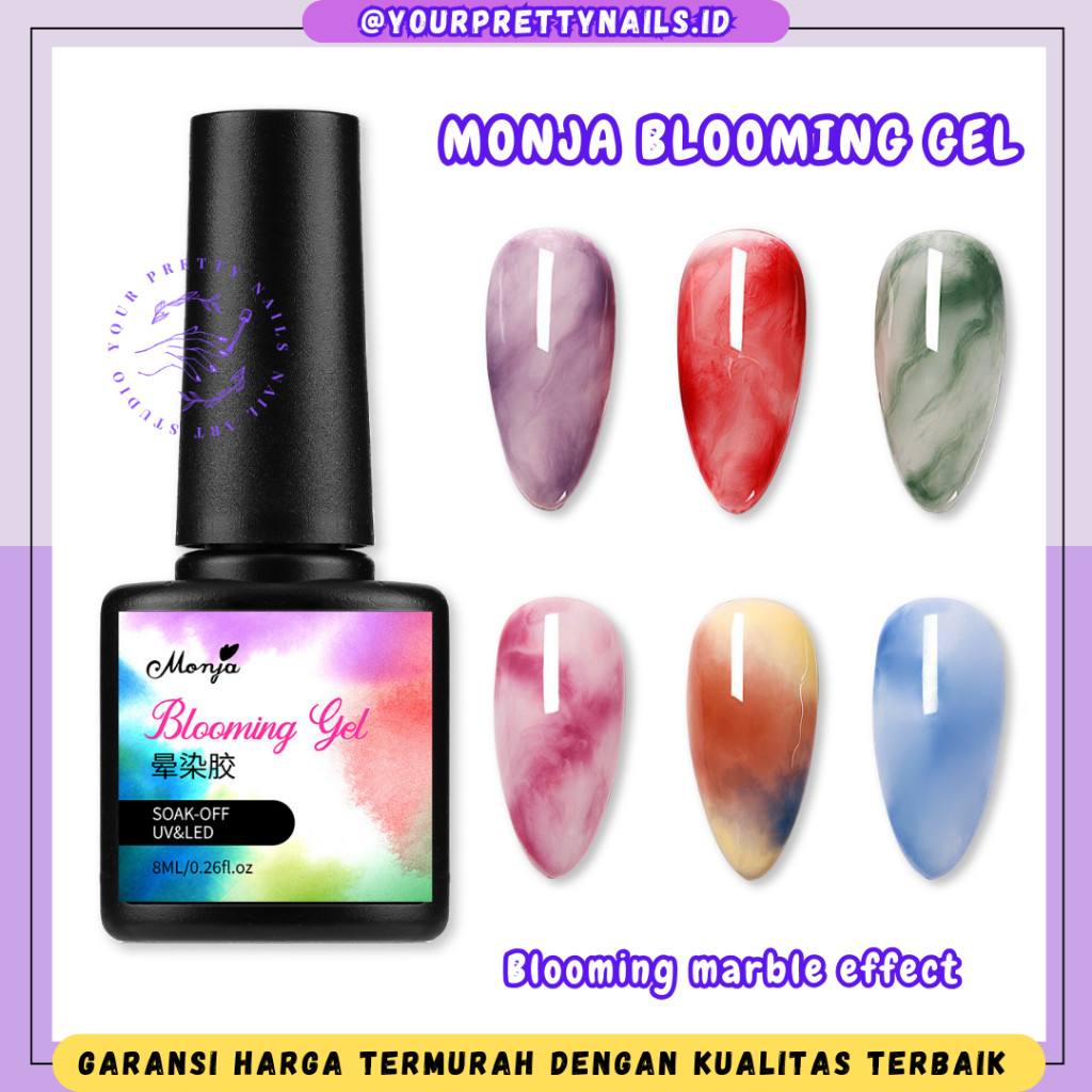 MONJA Blooming Gel Nail Art / Kutek Monja Blooming Gel Marble / Marble Nail Art / Blooming Gel marbl