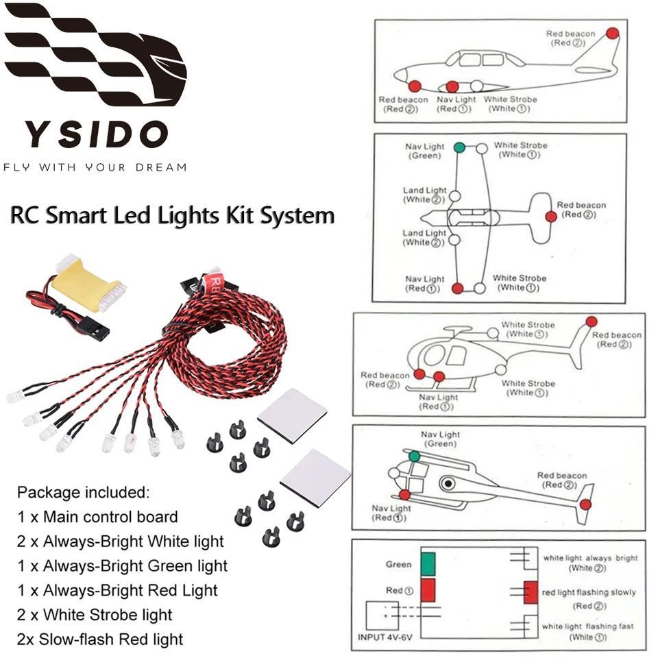 Remote control 8 LED Lampu Berkedip Terang Sistem Kit Lampu Pintar RC 4-6V untuk Suku Cadang Pesawat