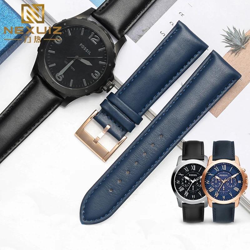 Cowhide Genuine Leather 20mm 22mm Watbnd Strap for FOSSIL FS4835 FS5237 ME3052 FTW1114 Waterproof Me
