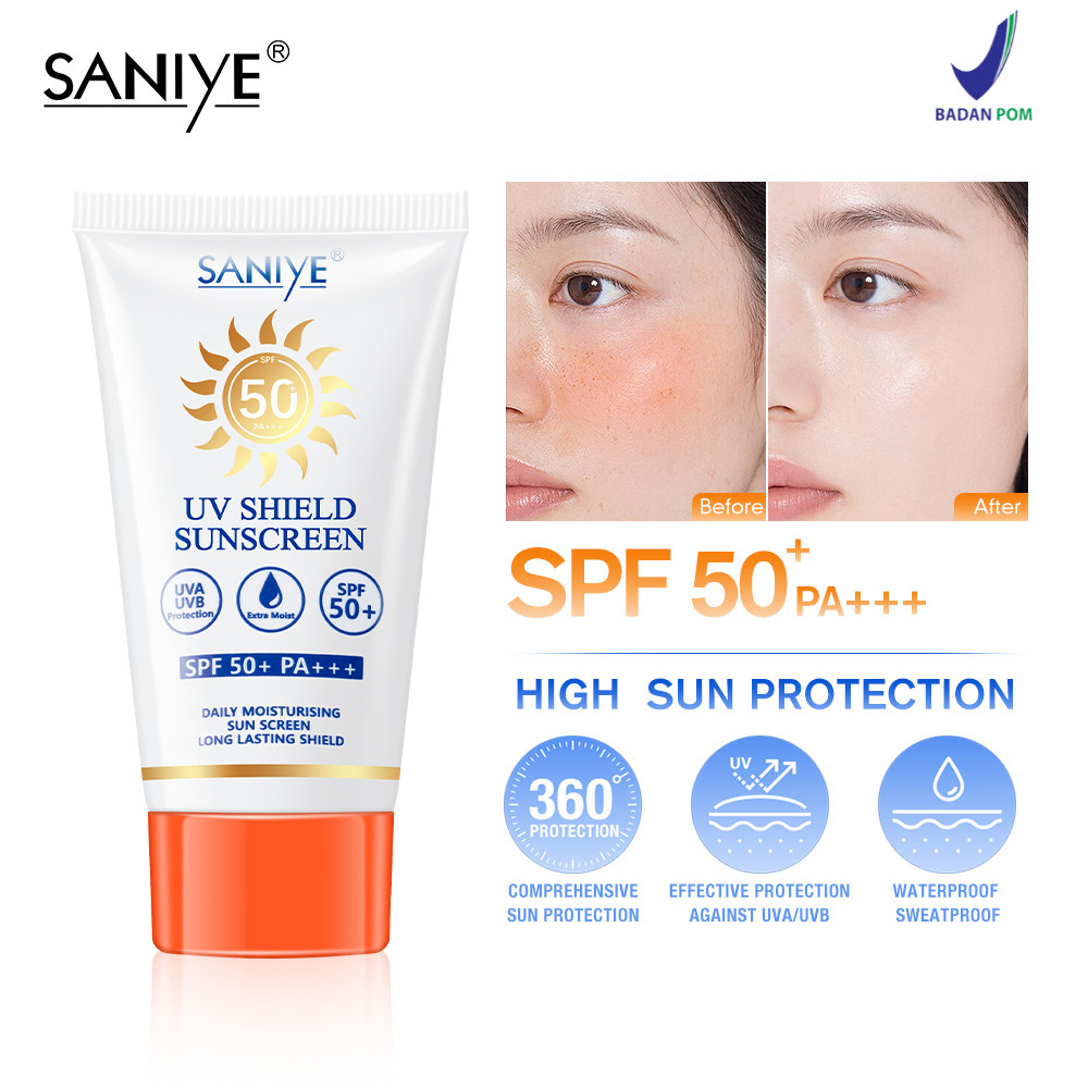SANIYE Sunscreen SPF 50 PA++ Professional Skin Whitening Tahan Lama Waterproof Sunblock Ramah Kulit 