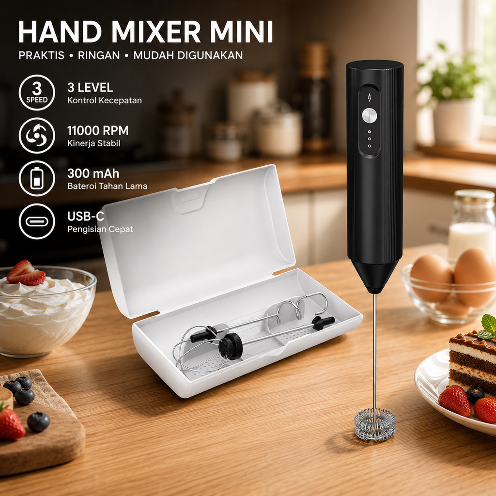 CLITON Hand Mixer Mini Pengocok Milk Frother USB Charge 300mAh - EF-B-BOX