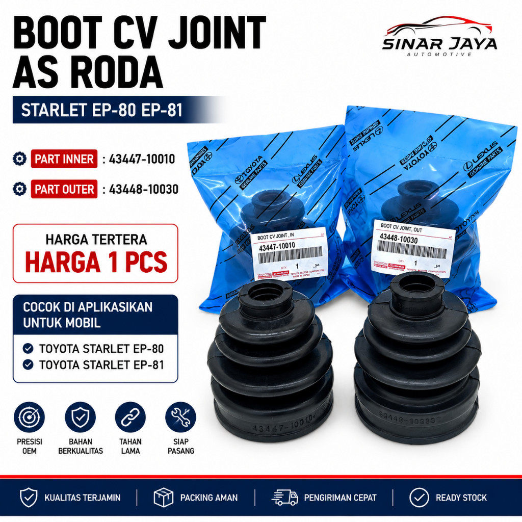 Karet Boot As Roda Luar Dalam Cv Joint Inner Outer Starlet EP80 EP81 EP-80 EP-81 Original