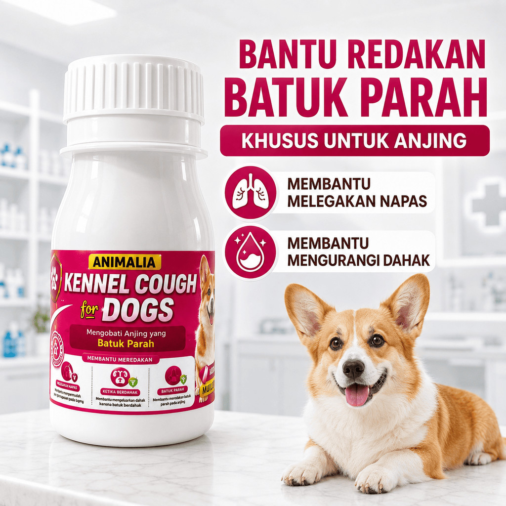 Animalia Kennel Cough for Dogs 10 Kapsul Obat Batuk Anjing Grok-Grok Kering Berdahak Ampuh Obat Flu 