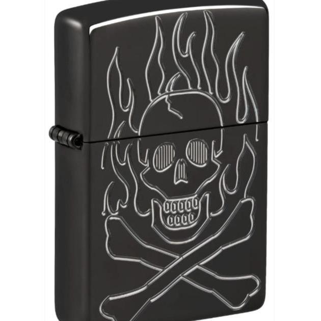 Zippo Original 46930 Flaming Skull (Armor High Polish Black)