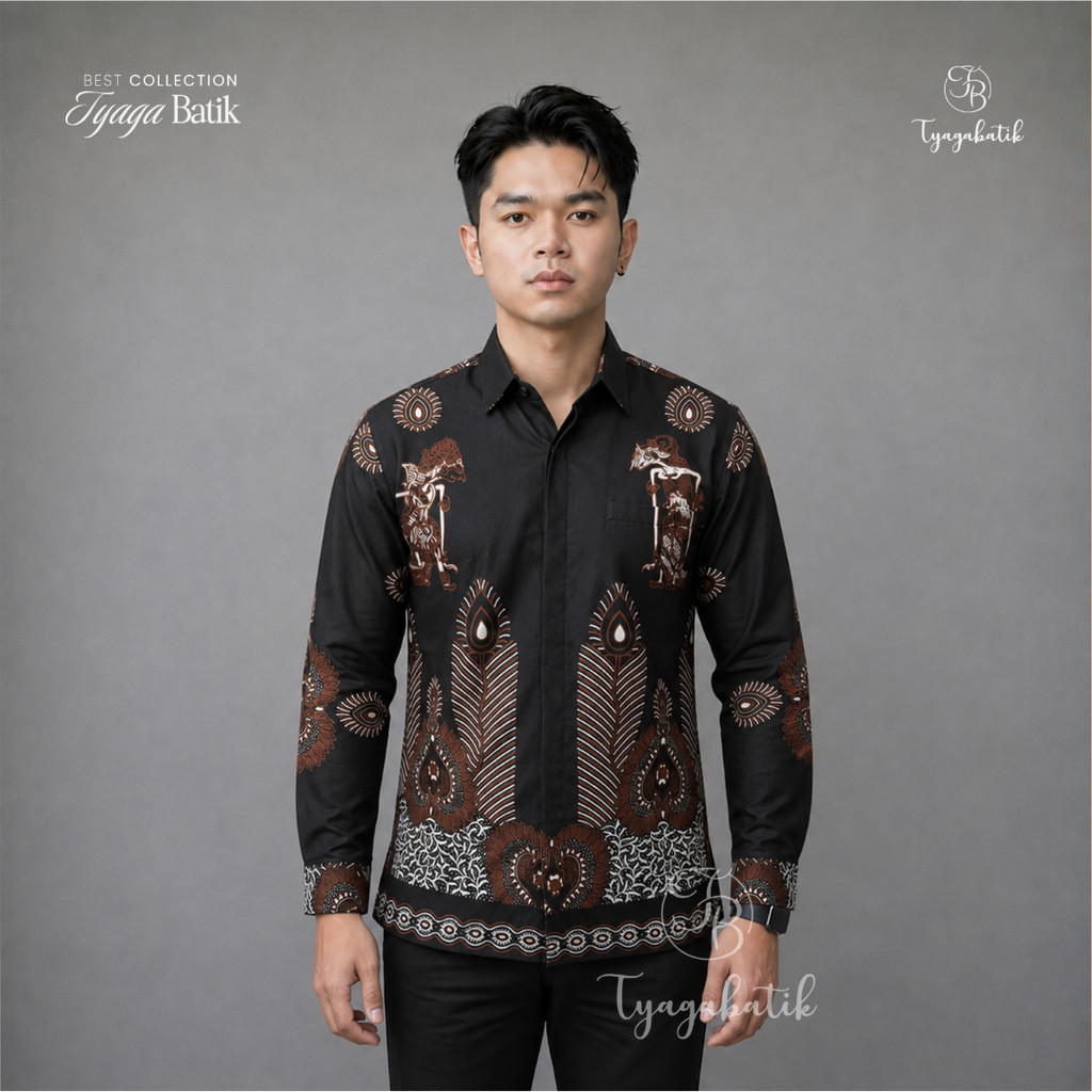 Kemeja Batik Pria Baju Lengan  Panjang Slimfit Lapis Furing Batik Tyaga 0219 Bahan Katun Premium Ele