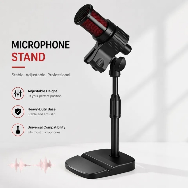 Microphone Stand Rapat Stands Metal Stand Microphone Tabletop Dekstop Mic Pendek Conference Mikrofon