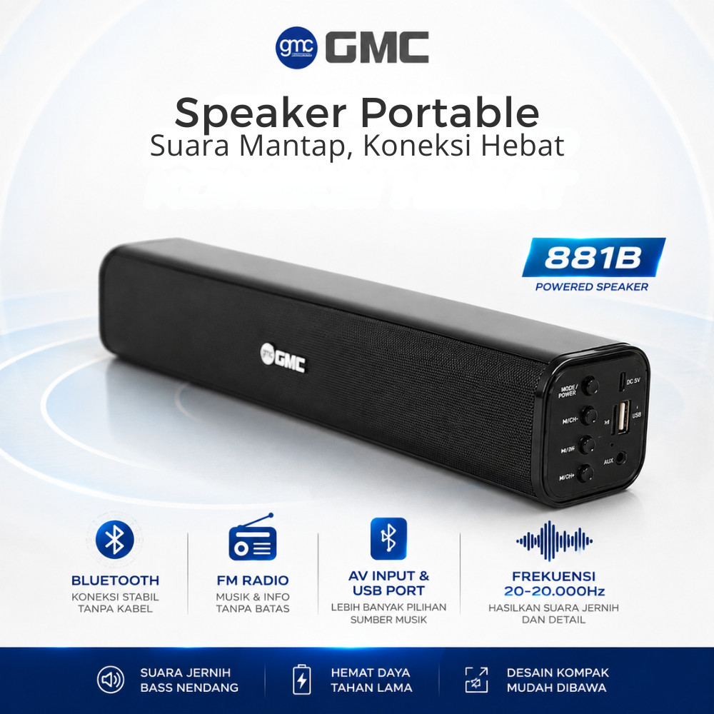 GMC Mini Speaker Bluetooth Portable 881B 25 watt Speaker Musik TV Laptop Komputer ORI BERGARANSI -TG