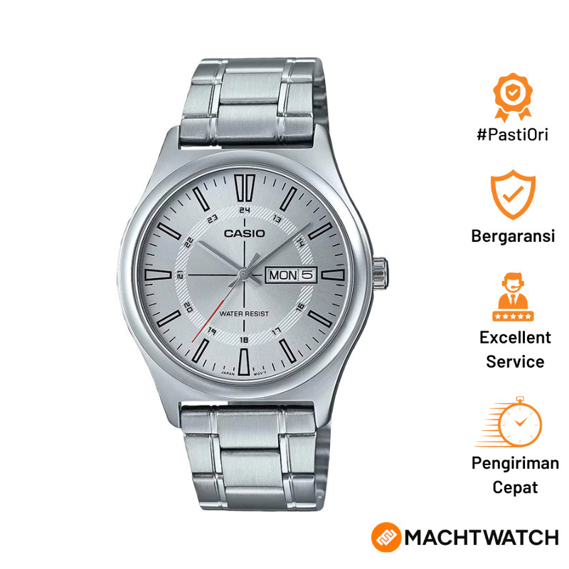 Jam Tangan Pria Casio General MTP-V006D-7CUDF MTPV006 MTP-V006D Silver Dial Stainless Steel Band