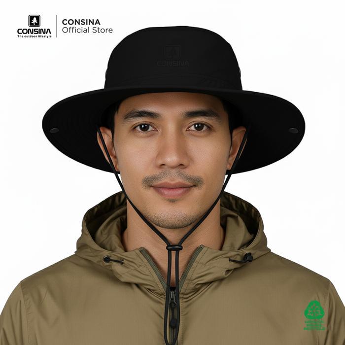 Consina Safari Sun Hat Topi Outdoor Quickdy | Mancing Gunung Hiking Travelling - Black