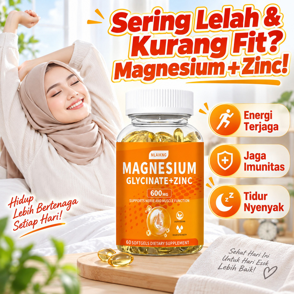 [Relaksasi Tidur] Glisin Kapsul Lunak Gummy Suplemen Kesehatan / Membantu Tidur Nyenyak / Mengurangi