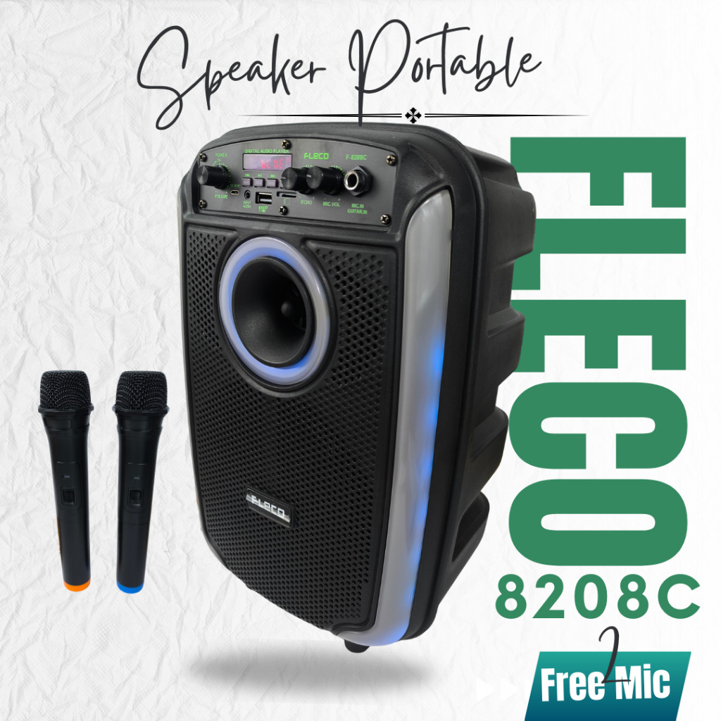 PROMO Speaker Portable Wireless Meeting Fleco F-8208C | speaker 8208C fleco Free 2 Mic Wireless ada 