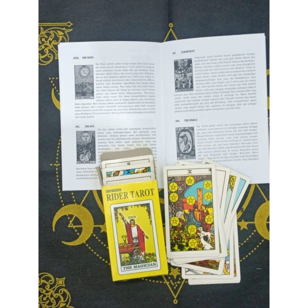 FERTUSHOP  Book Buku Tarot Arti 78 Kartu Tarot + Bonus kartu Tarot The Magician card