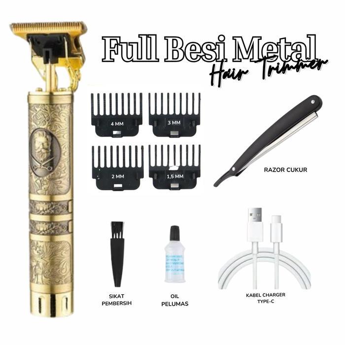 KEMEI T99 Professional Hair Trimmer Kemei Metal Tube Gold 1200mAh Usb Type C Mesin Cukur Kumis Jengg