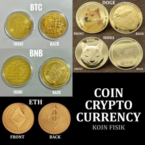 Koin Pajangan Kripto Koleksi Bitcoin Binance Doge Shiba Ethereum Theter - BTC