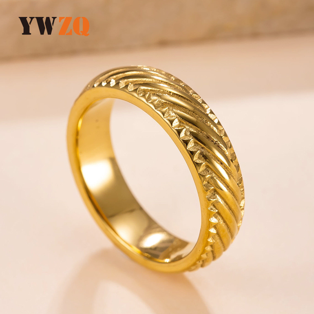 Cincin Twill Pria Cincin Emas Cincin Polos Stainless Steel Baru