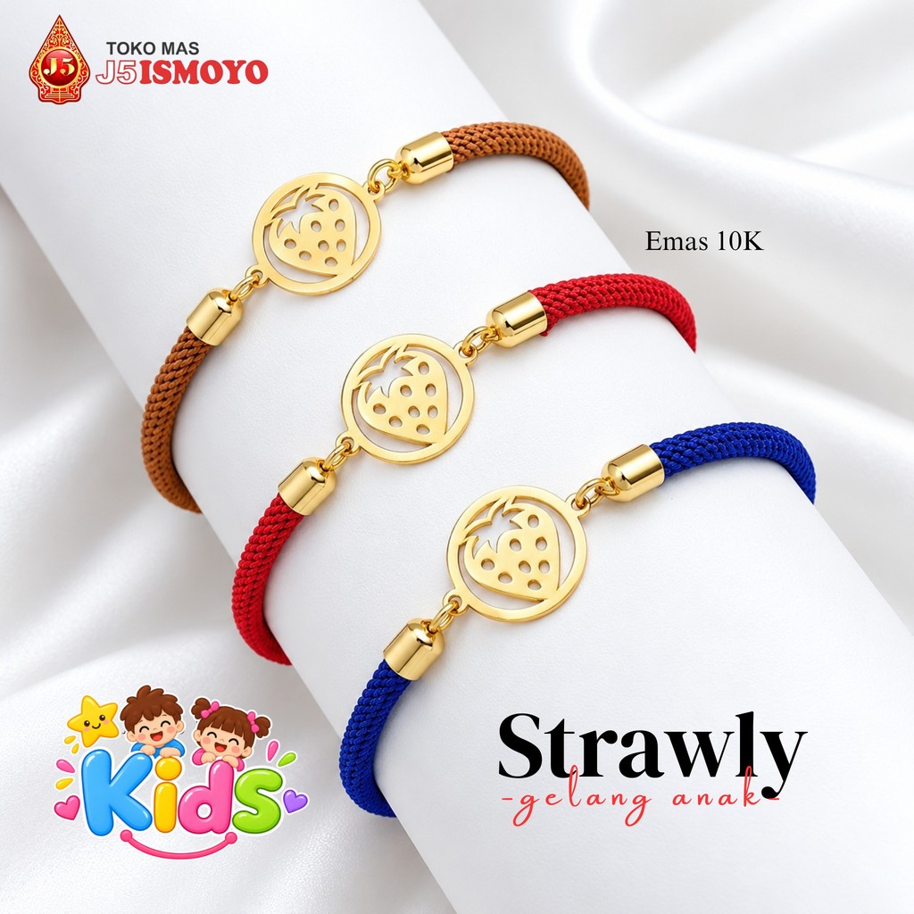 Gelang Anak Tali Kombinasi Emas Jessie Strawly J5 Ismoyo