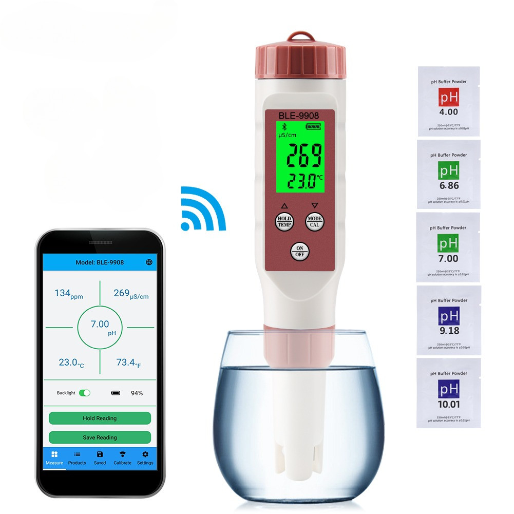 Yieryi New Bluetooth PH Meter PH/EC/TDS/TEMP Meter APP Intelligent Control Water Quality Tester ATC 