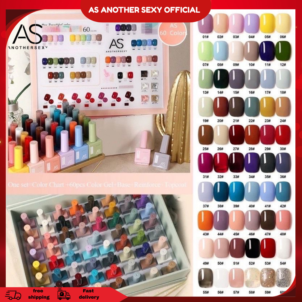 (BPOM) 1 SET AS NAIL GEL ANOTHER SEXY 60 Warna 15ml / Kutek UV Gel Set AS / AS Nail Gel Polish 1 Set