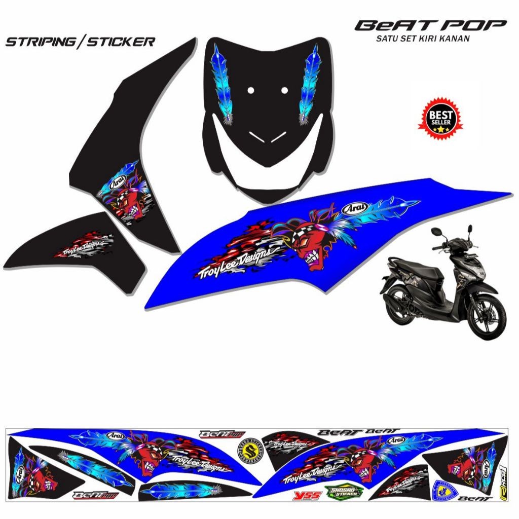 STIKER MOTOR BEAT POP POLET KEREN LIS STRIPING STIKER MOTOR