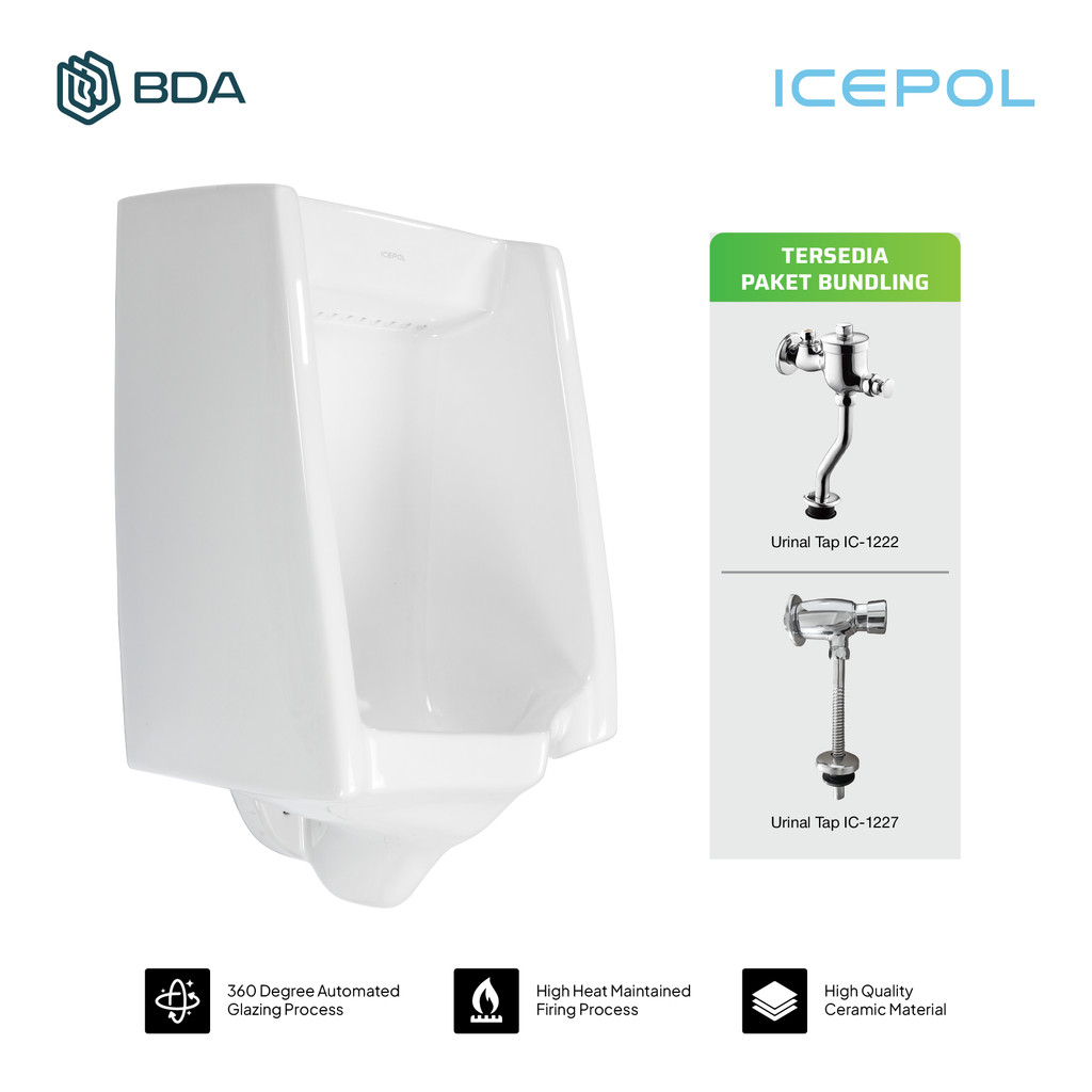 Icepol Urinal Pria Urinal Toilet Urinoir Toilet Komplit Set IC 208 Plus Push Kran