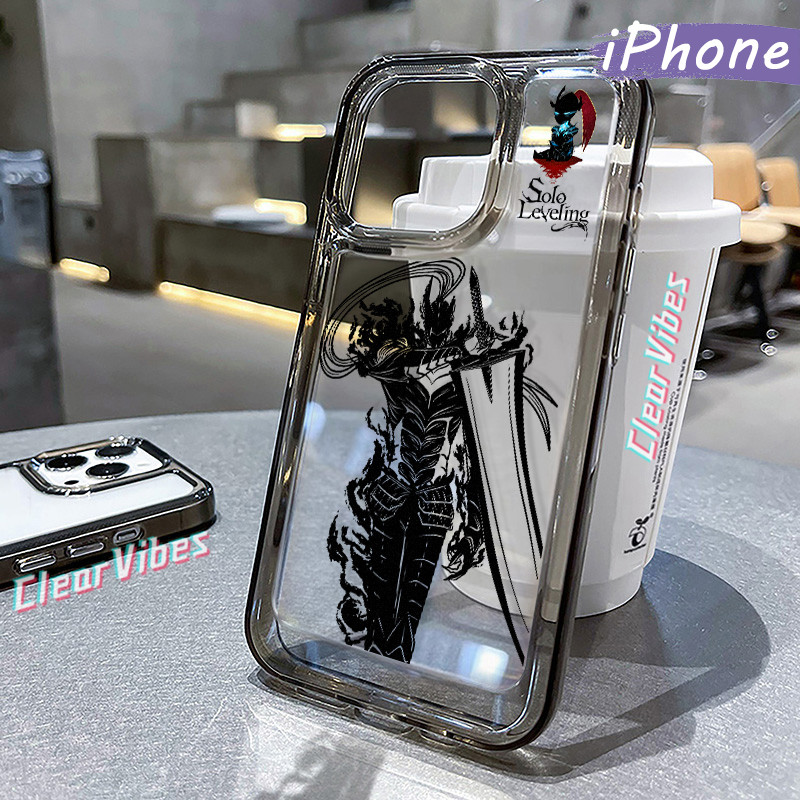 Kece Level-Up-Alone Glossy PC HardCase iPhone 16 13 15 11 12 14 Pro Max XR X Xs Cowok Akrilik Casing