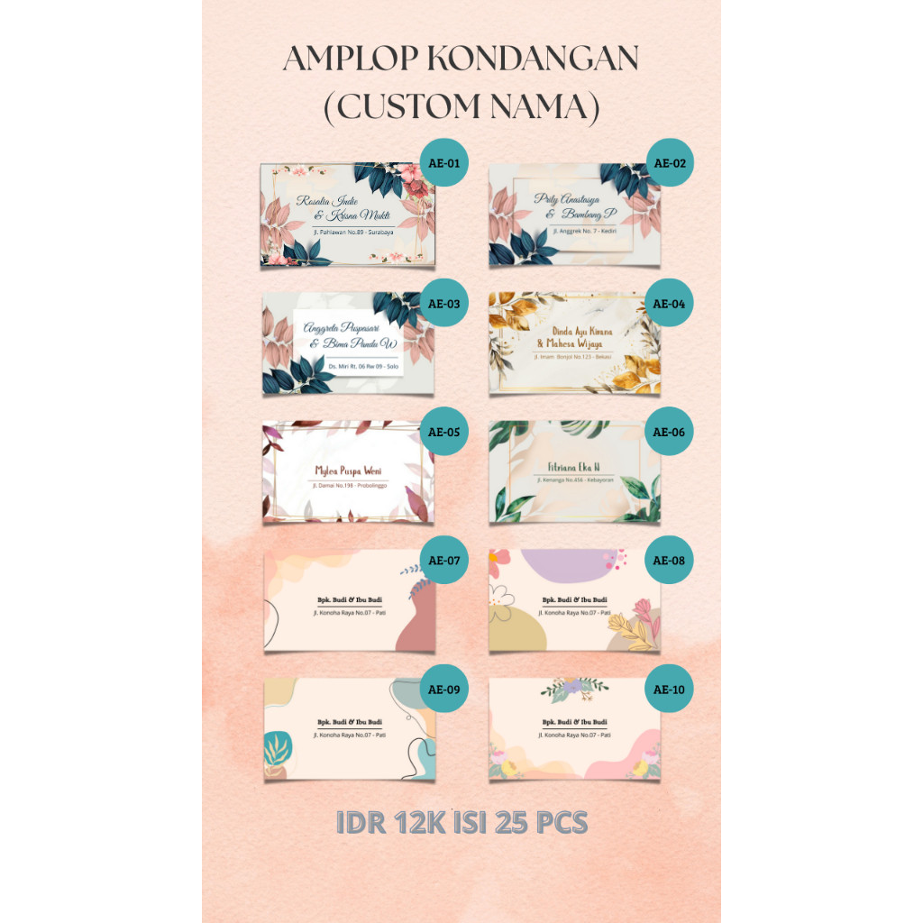Amplop Kondangan Estetik Amplop Uang Aesthetic Custom Nama dan Alamat Desain Kekinian