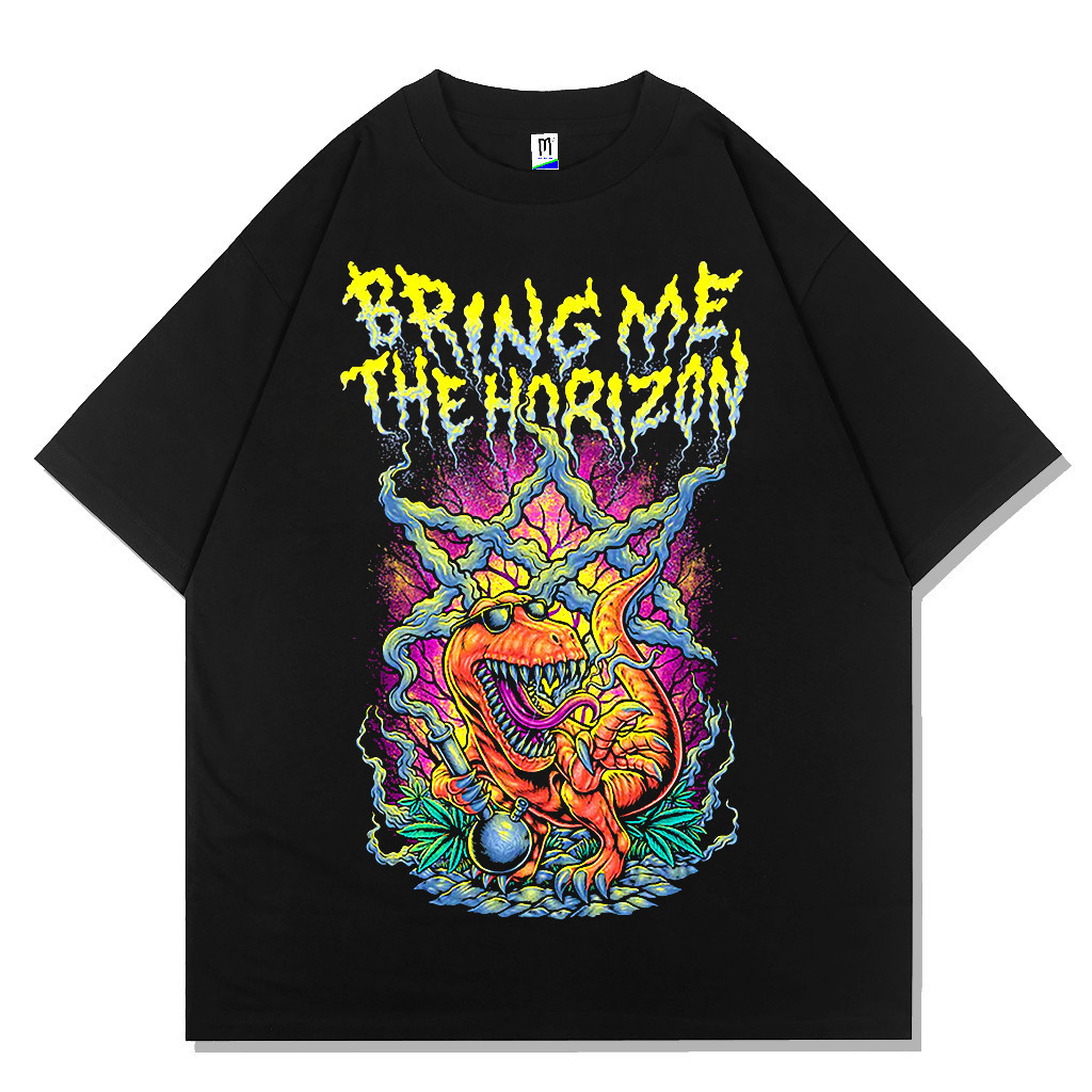 BAND - T shirt BMTH SMOKING DINOSAUR | BRING ME THE HORIZON | Kaos band | Kaos metal |Tag Merchcons 