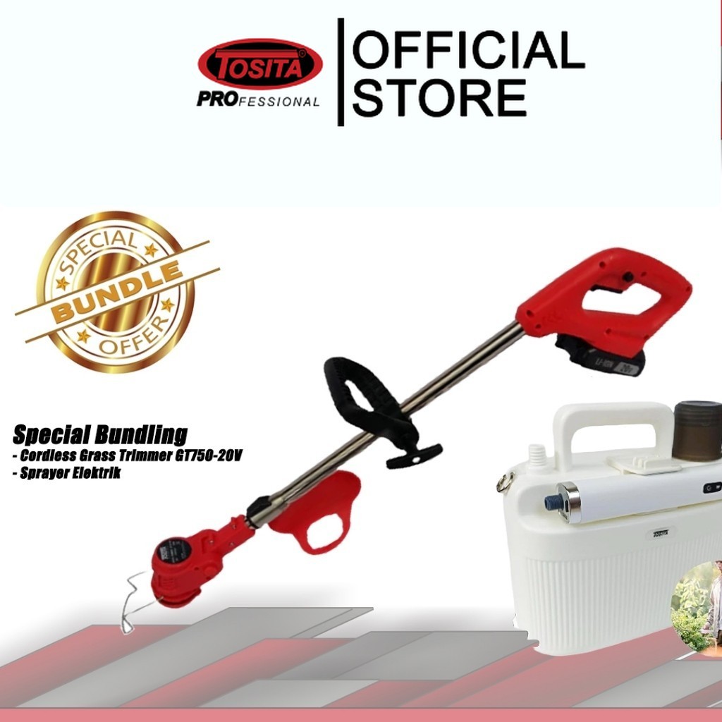 TOSITA - (Special Bundling) Cordless Grass Trimmer GT750-20V + Sprayer Elektrik | Perawatan Taman Le