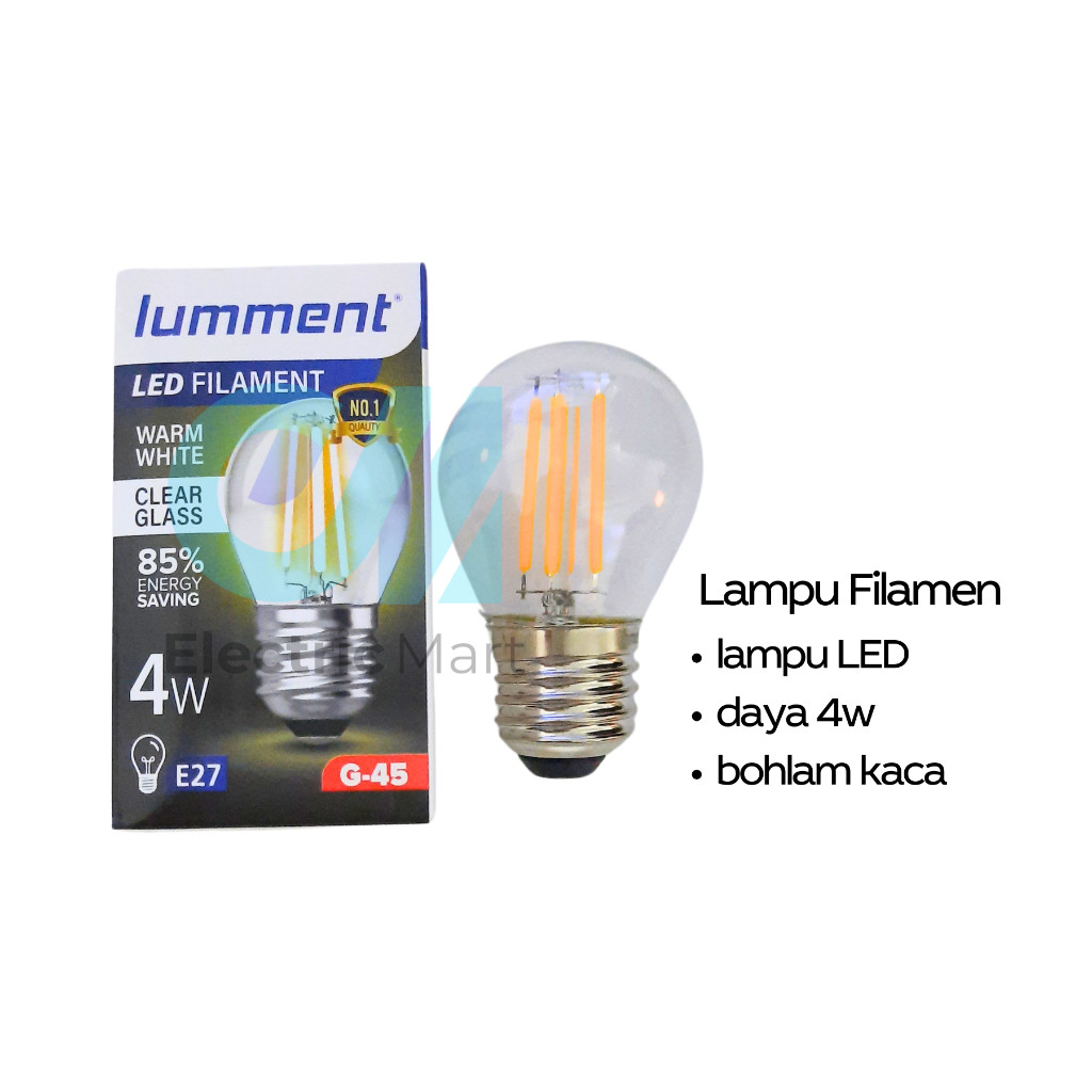 Lampu LED Filamen Cafe G45 Bohlam Kaca Lampu Bola LED