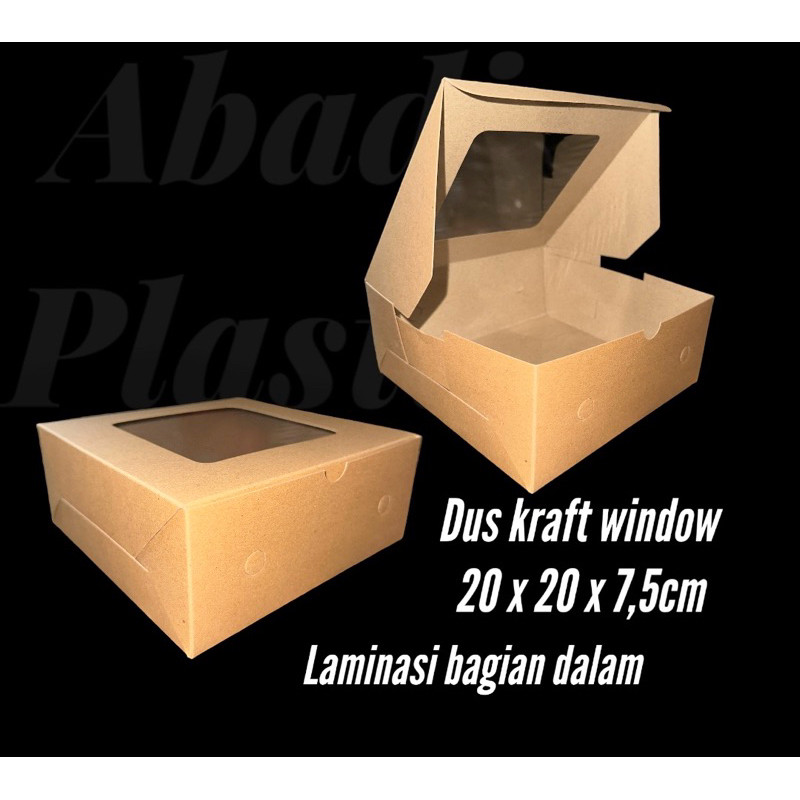 TOKOAKSA DUS NASI 20x20 KRAFT WINDOW/KOTAK NASI KRAFT 20x20-100pc