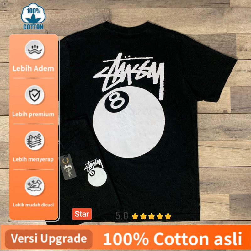 KAOS STUSSY 8BALL TSHIRT PREMIUM DISTRO CATTON COMBAD 24s baju metal tebal adem dan lembut pria dan 