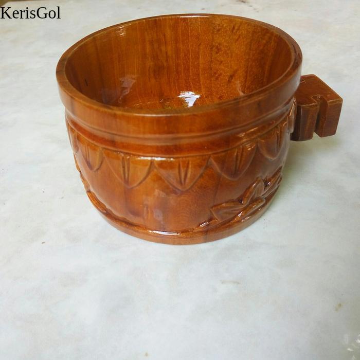 Cepuk kayu jati motif ukiran,tempat makan dan minum burung GL7