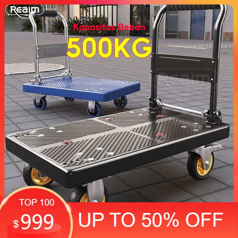 Temukan Reaim Trolley barang serbaguna Troli Lipat Hand Truck 150-500Kg Troli Galon 4 kursi roda men