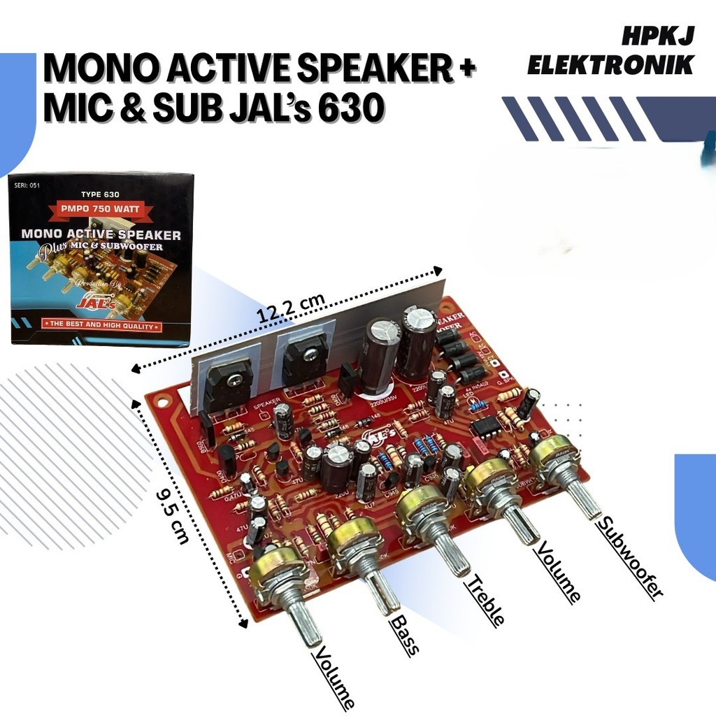 KIT MONO AKTIF SPEAKER + MIC DAN SUBWOOFER JAL PMPO 750 WATT Kit mono aktif speaker JAL type 630