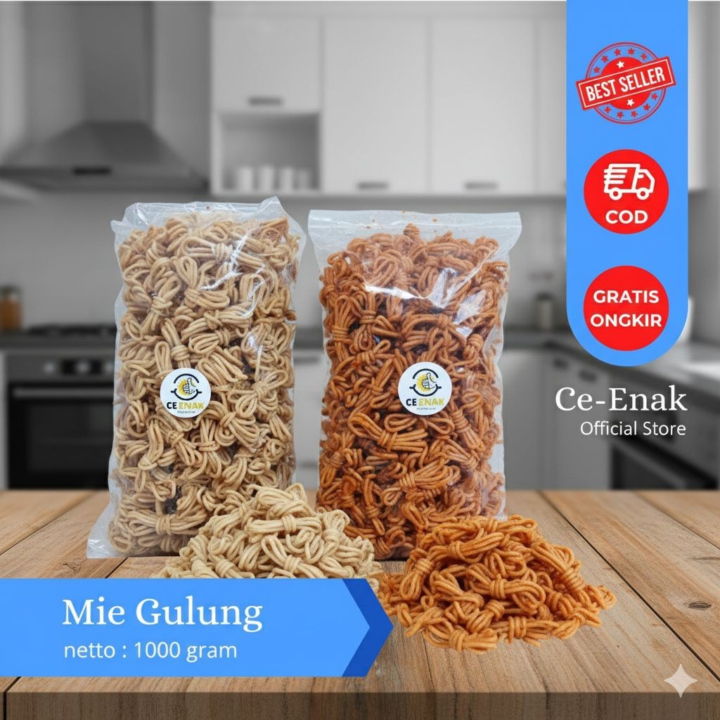 Mie Gulung Pedas Daun Jeruk 1kg - Cemilan Kiloan Kriuk Bumbu Medok Viral