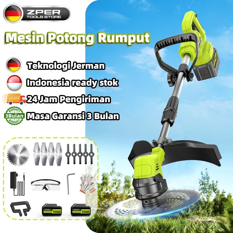 HOMEZY ZPER Mesin Potong Rumput Baterai Alat Pemotong Rumput Elektrik Listrik Pemangkas Gunting Rump
