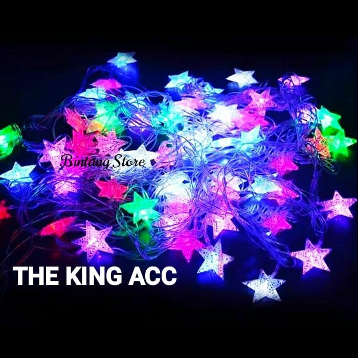 Lampu Hias Led Dekorasi Lampu Kelap Kelip Bintang Bola Anggur Warna-warni - Bintang 10m