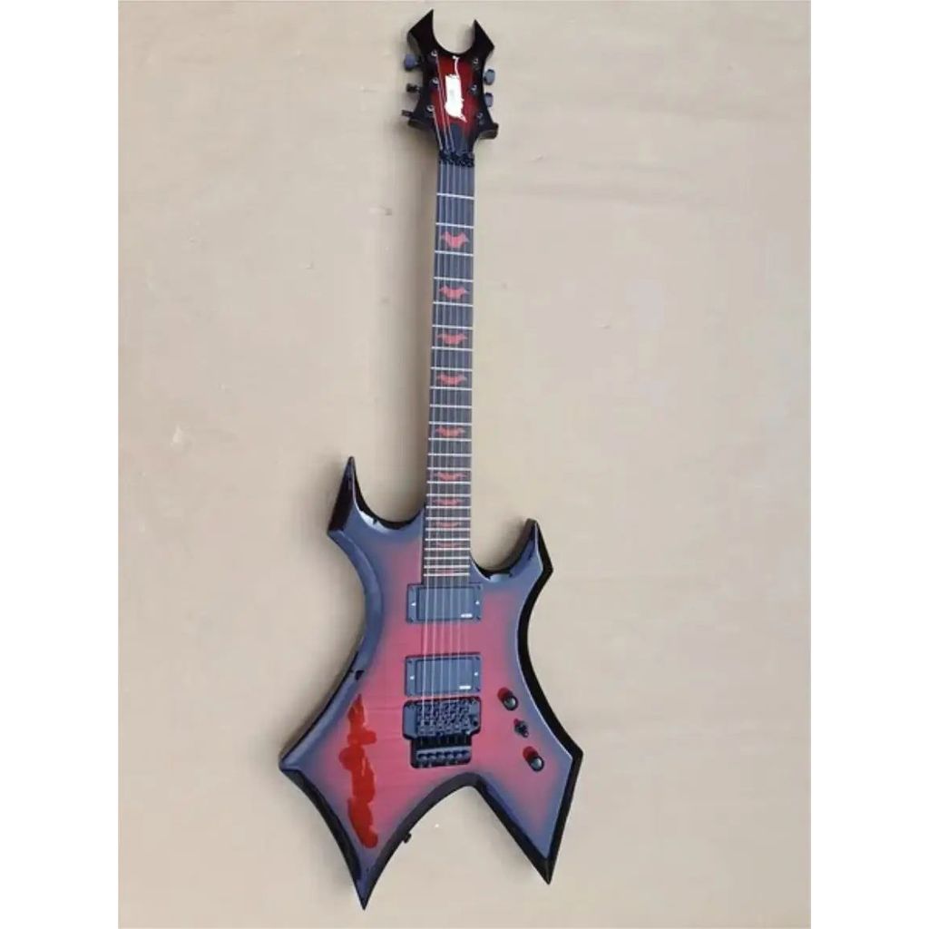 Custom BC Rich  Guitar Double Floyd Rose Vibrato EMG Pickups Red Black