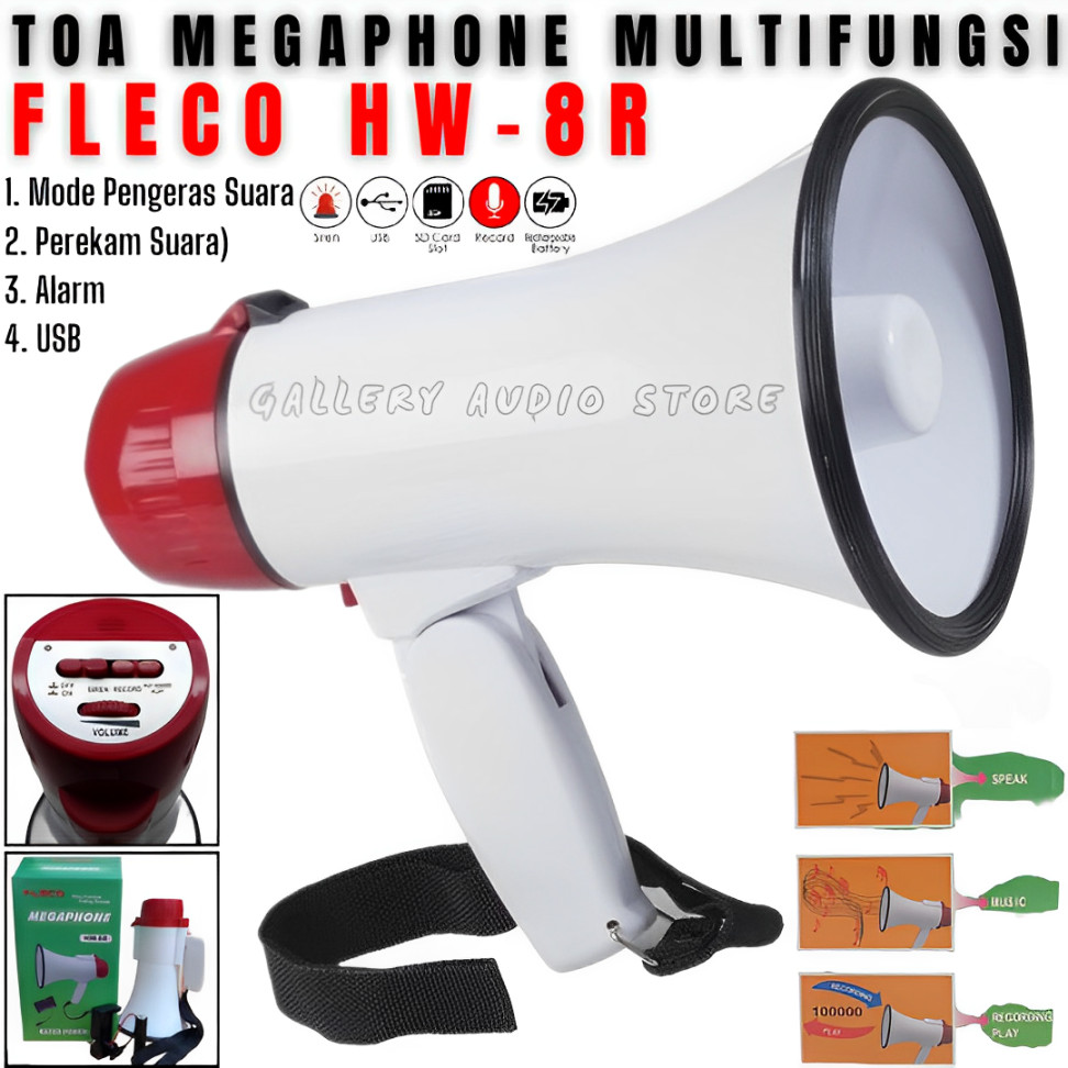 Terlaris Toa Pengeras Suara FLECO HW-8R | Megaphone Multifungsi Toa Fleco HW-8R Bisa Speaker/Music/R